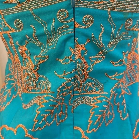 Amazing Vintage Hartly TOCCA Asian Geisha Embroidered Sheath Midi Dress Y2K - Picture 9 of 17